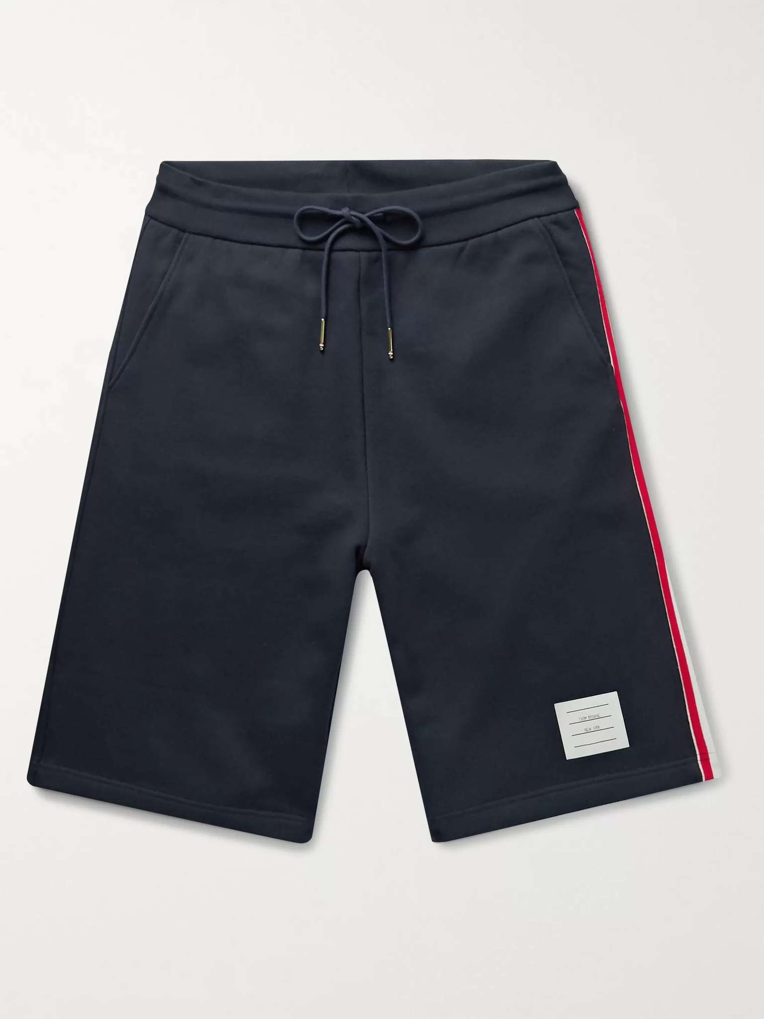 Striped Grosgrain-Trimmed Loopback Cotton-Jersey Shorts - 1