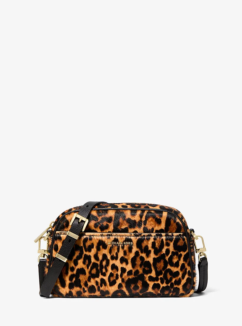 Jet Set Small Leopard Print Calf Hair Camera Crossbody Bag - 1