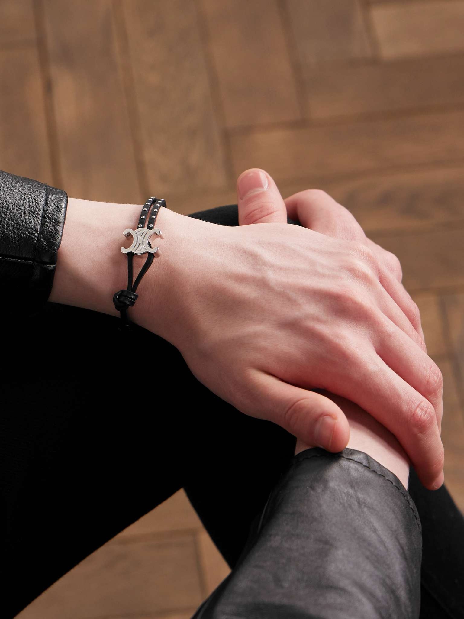 【CELINE】TRIOMPHE BEACH BRACELET TRIOMPHE BEACH BRACELET IN ACRYLIC AND BRASS WITH RHODIUM