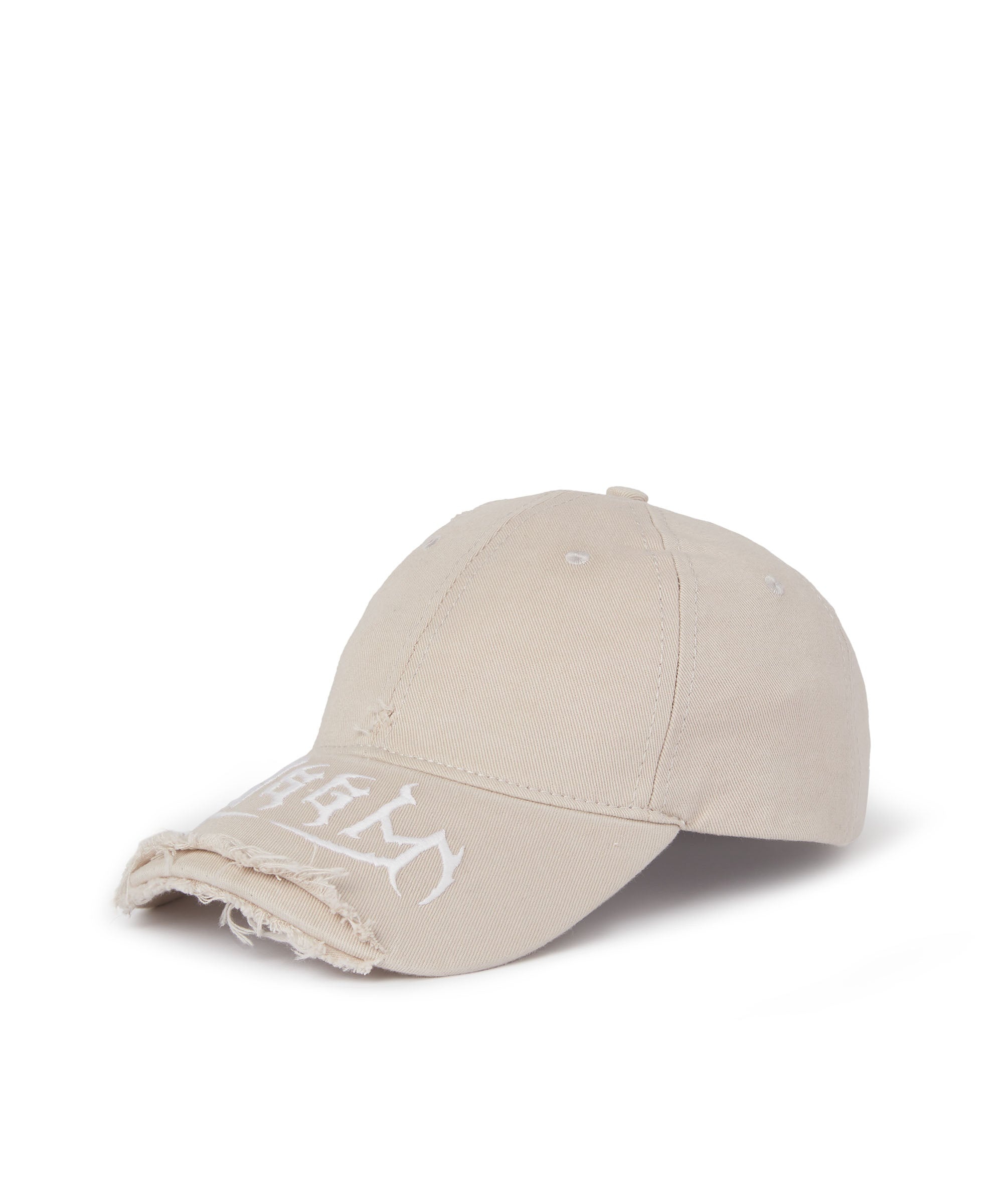 Gabardine cotton baseball cap with distressed effect and embroidered label - 1