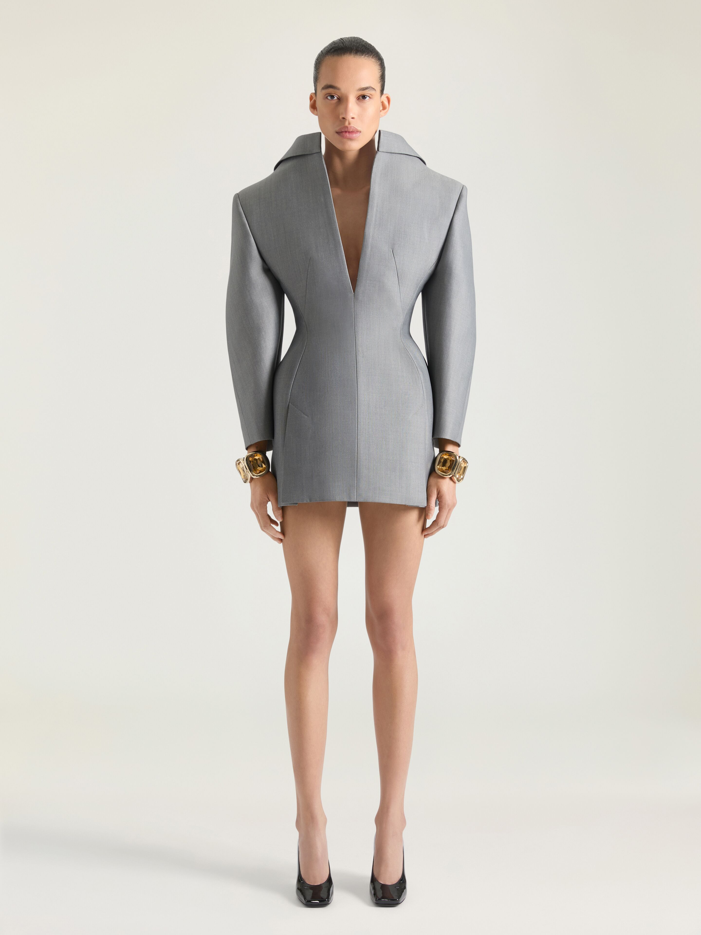 BACK-TO-FRONT TAILORED DRESS IN WOOL - 2