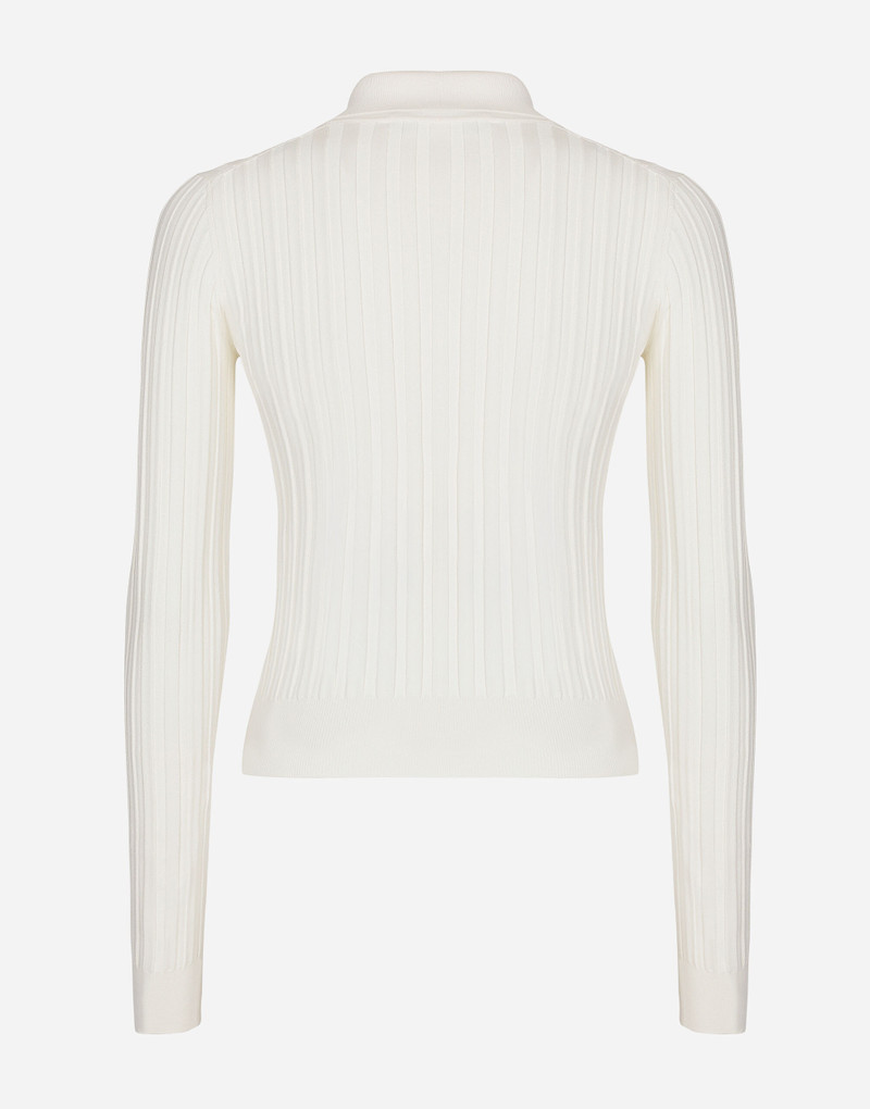 Dolce & Gabbana Cropped ribbed viscose polo-shirt with DG logo outlook