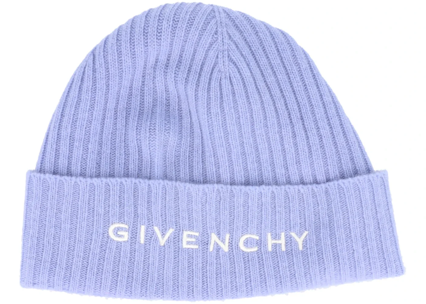 Givenchy Ribbed Embroidered Logo Beanie Light Blue - 1