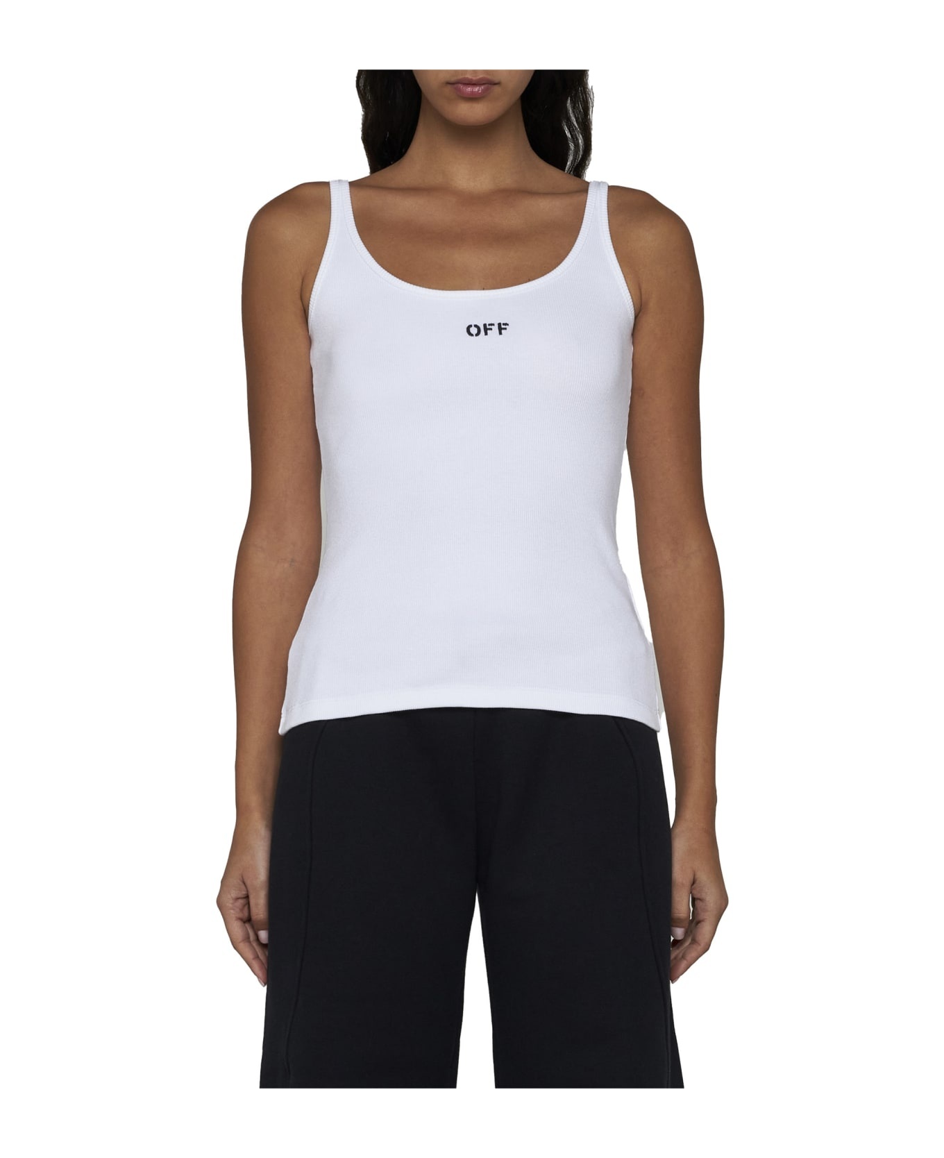 Stretch Cotton Tank Top With Logo - 3
