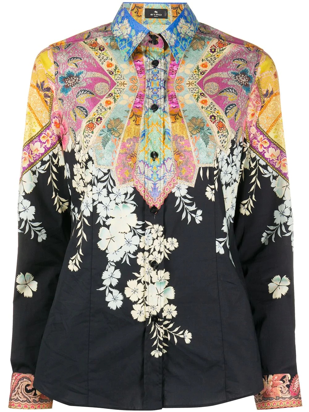 paisley-print slim-fit shirt - 1