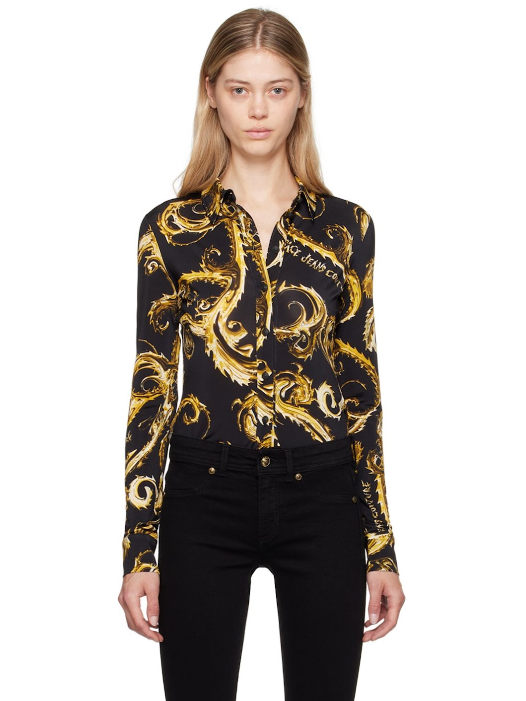 Black & Gold Chromo Couture Fluid Shirt - 1