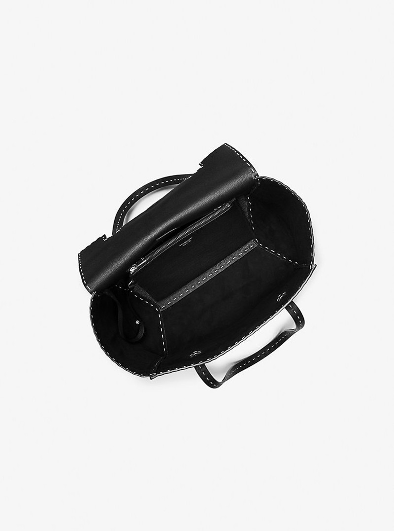 MICHAEL KORS COLLECTION Sophia Hand-Stitched Pebbled Leather Satchel outlook