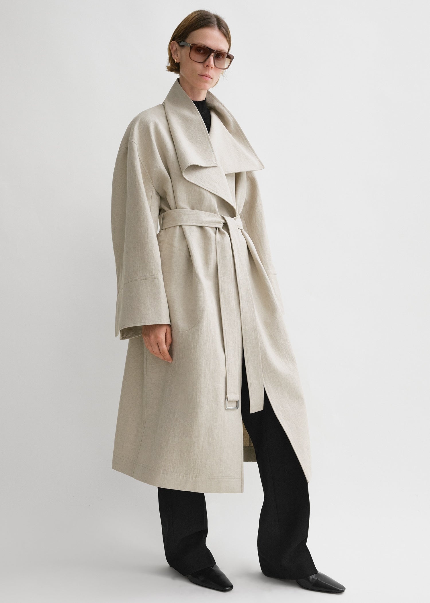 Signature linen-blend coat sand - 3