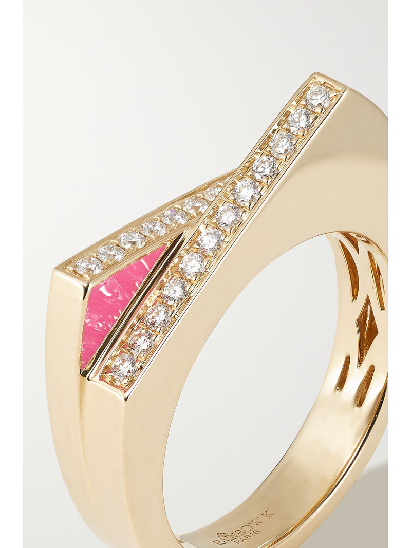 Handcuff 14-karat Gold, Diamond And Enamel Ring 4