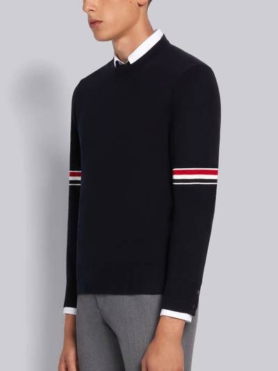 Thom Browne Navy Cotton Milano Stitch Stripe Armband Crewneck Pullover outlook