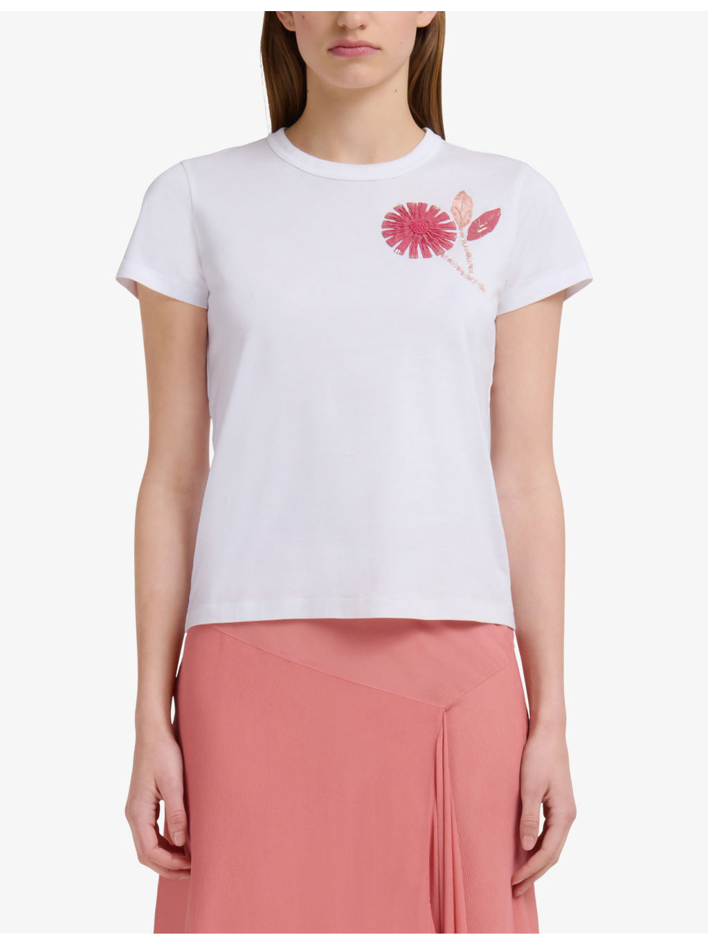 Floral-Embroidered Short-Sleeved Cotton-Jersey T-Shirt - 3