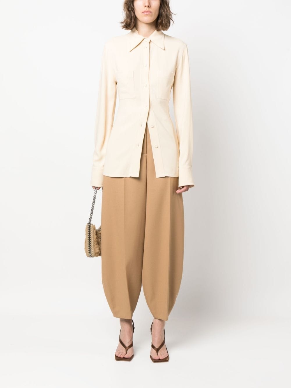 pointed-collar button-up shirt - 2