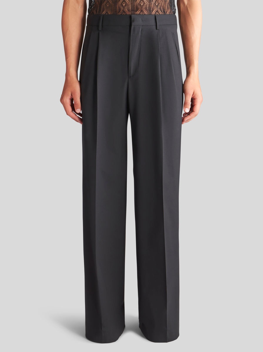 STRETCH WOOL TROUSERS WITH PLEATS - 2