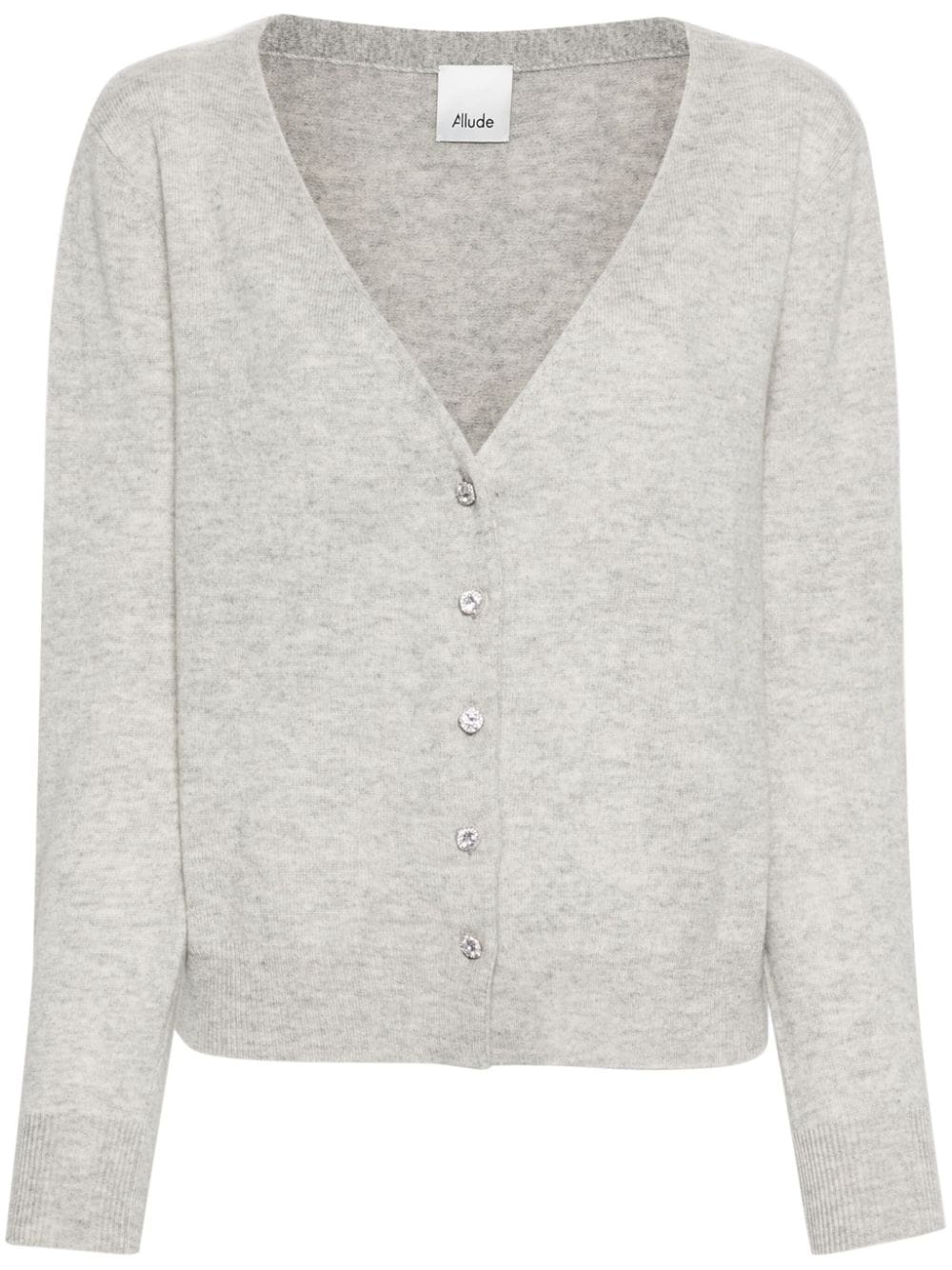 V-neck fine-knit cardigan - 1