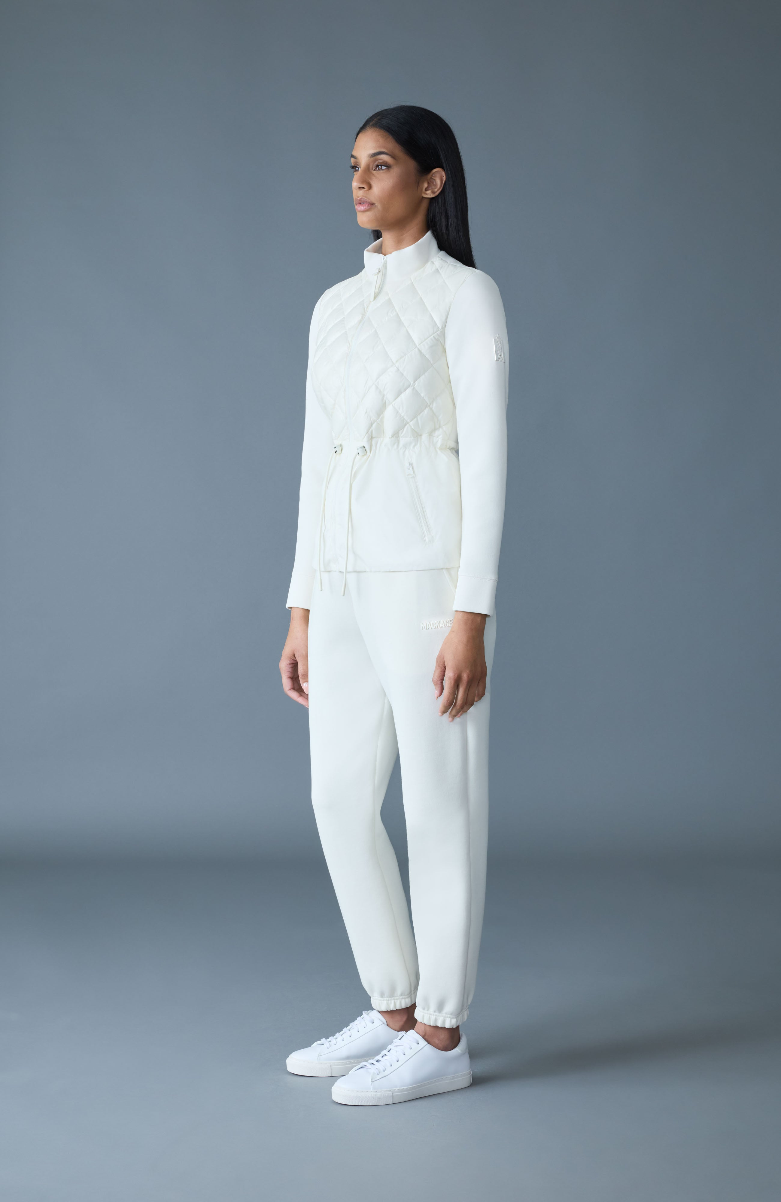 ADITA Light Down Hybrid Jacket with Peplum Hem - 3