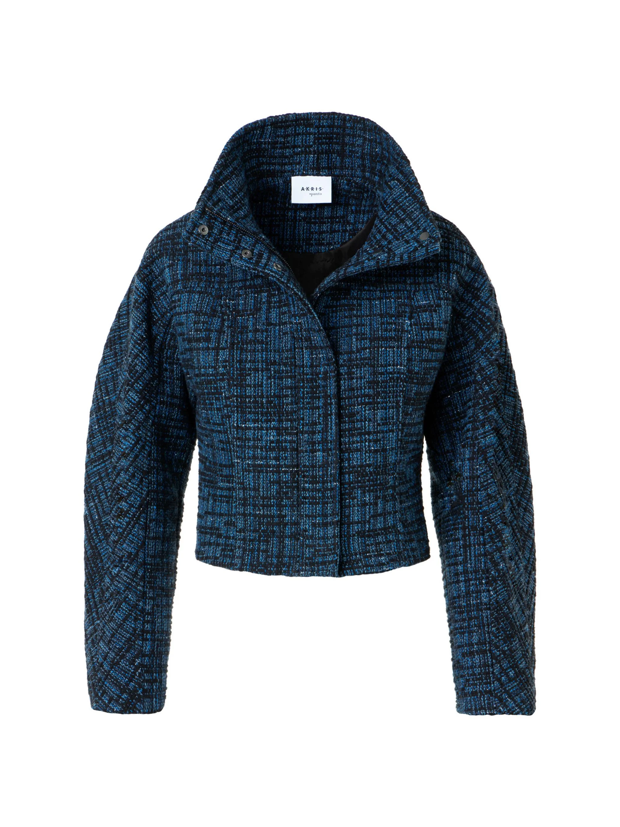 Women's Raw Denim Tweed Jacket - Medium Blue Denim Black - 1