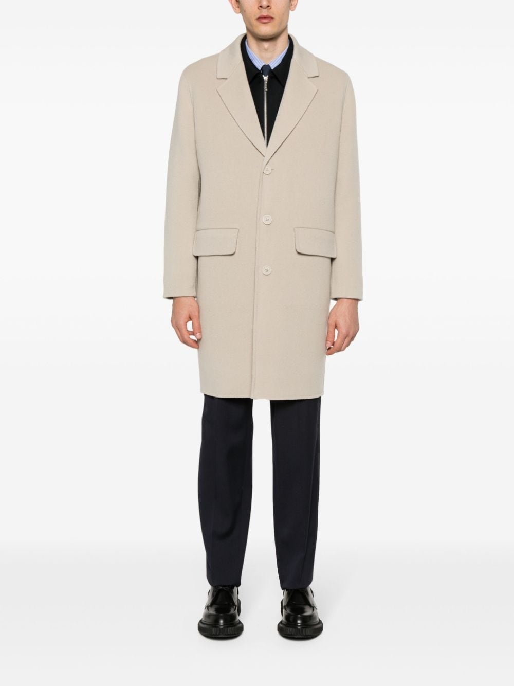 wool single-breasted coat - 2