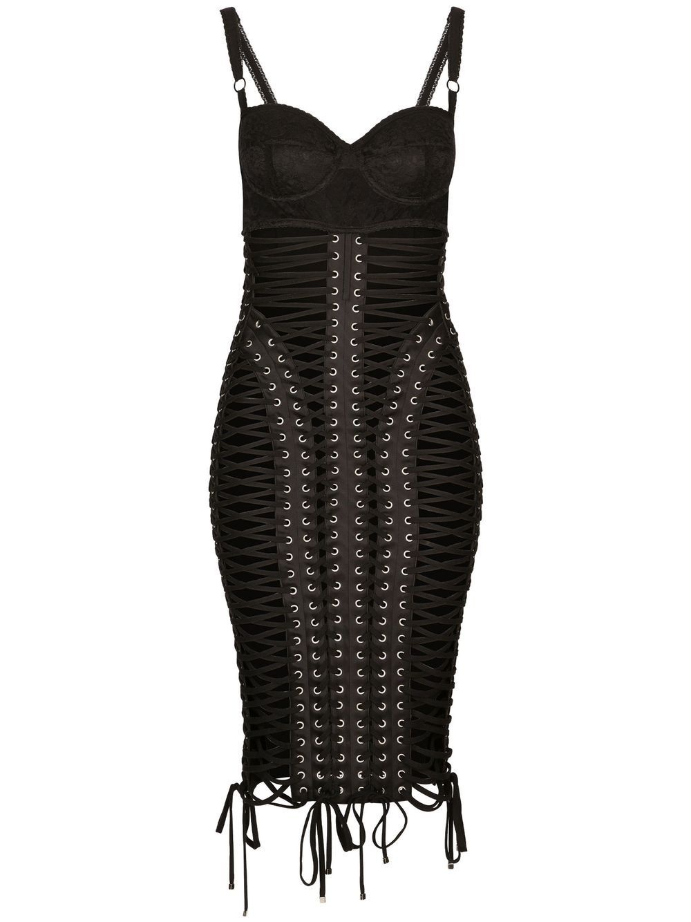 KIM DOLCE&GABBANA lace-up detailing dress - 1