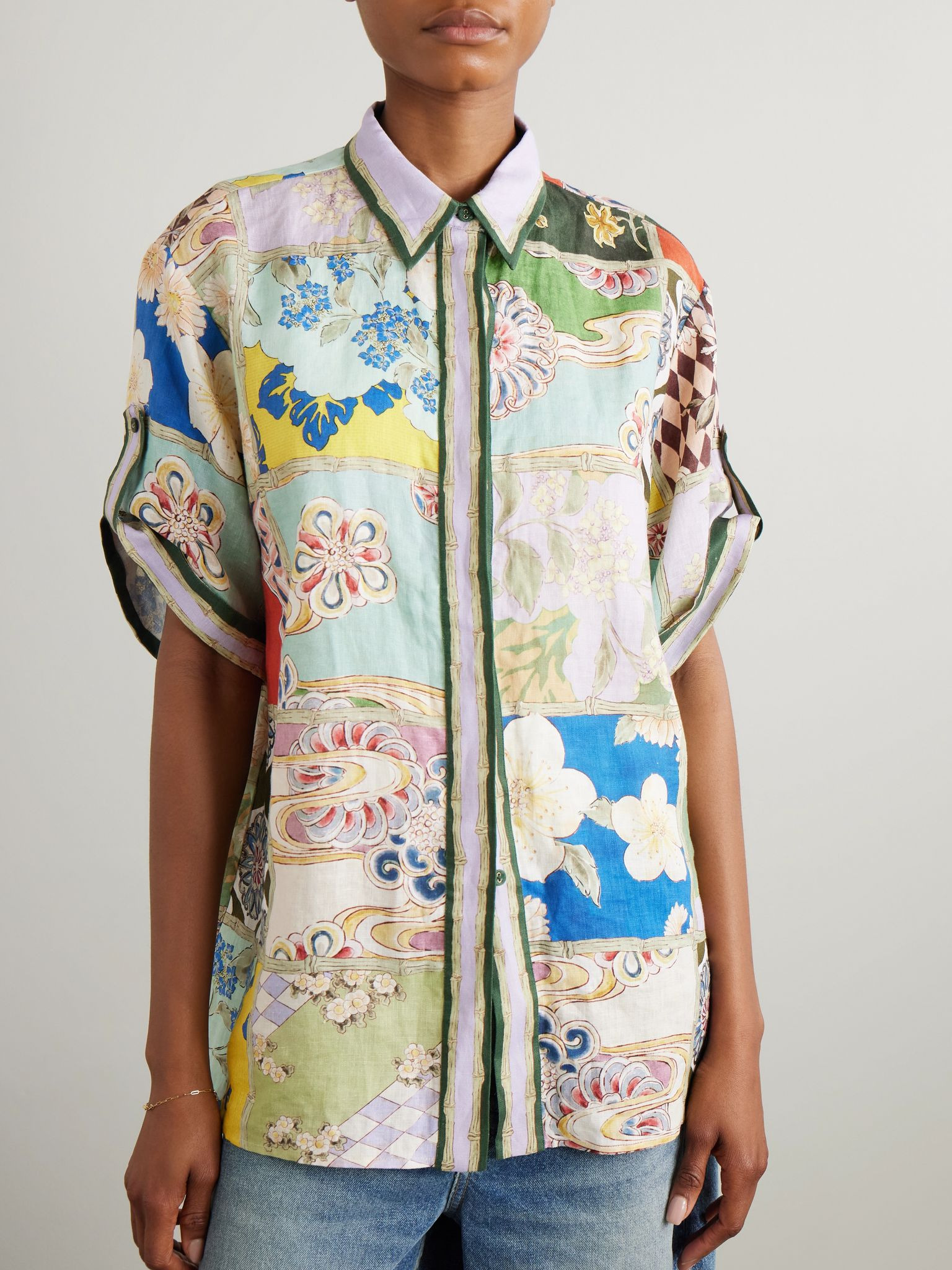 Bianca floral-print linen shirt Multi - 3