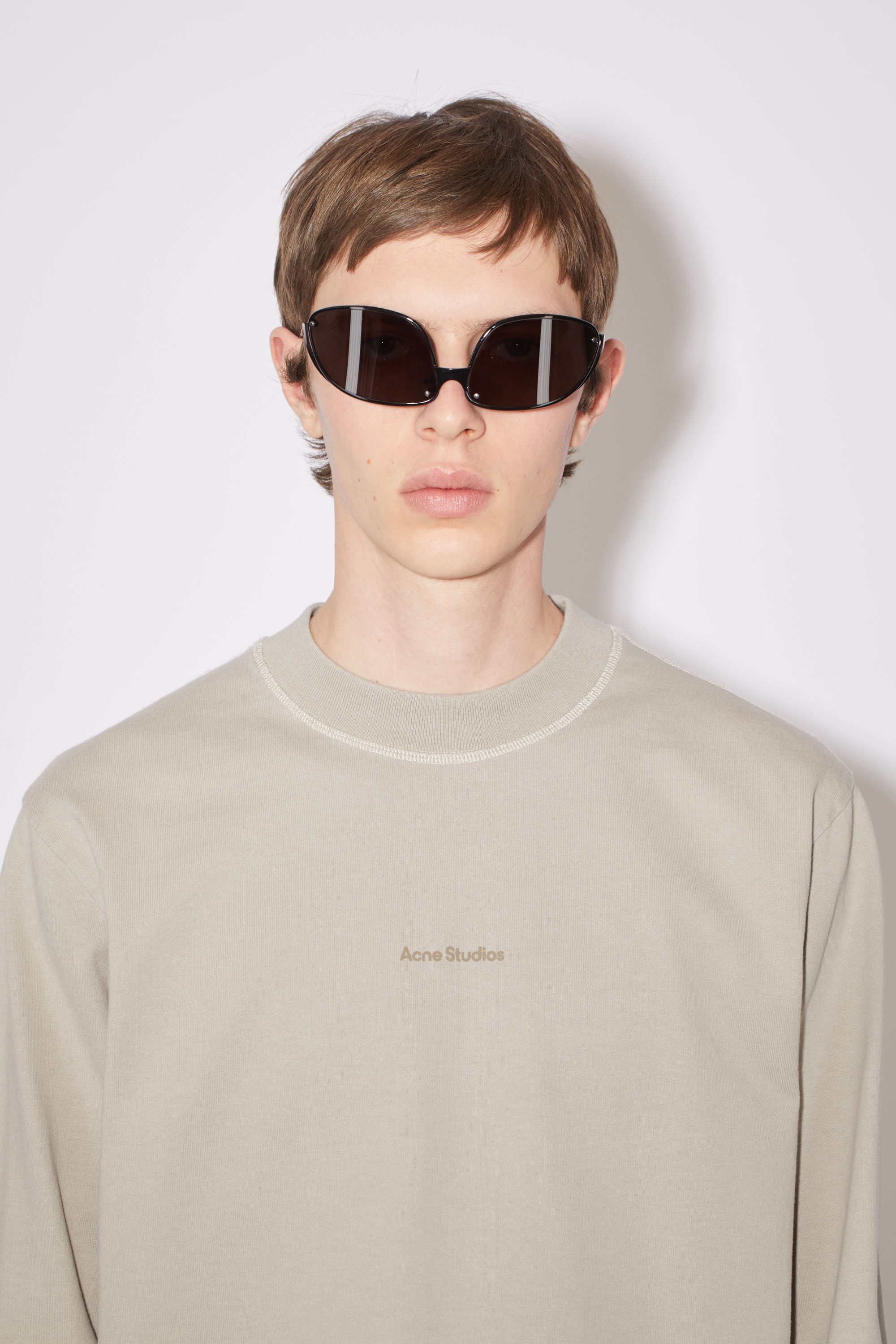 Logo t-shirt long sleeve t-shirt - Oyster grey - 4