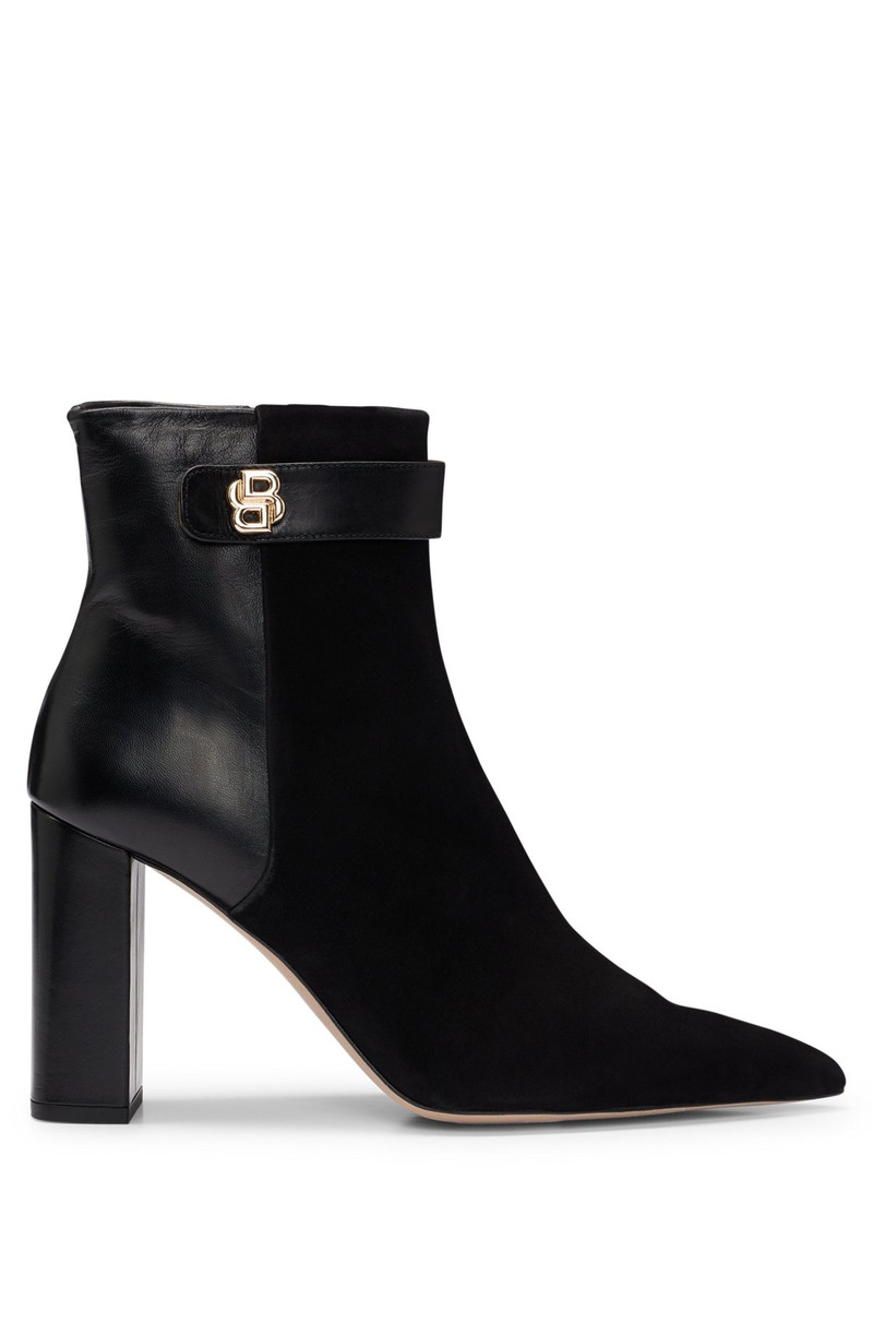 BLOCK-HEEL ANKLE BOOTS IN SUEDE AND LEATHER 1