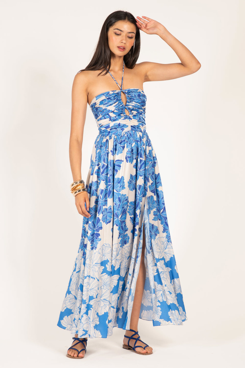 Long Dress Avril - Blue Flower Bunch 3