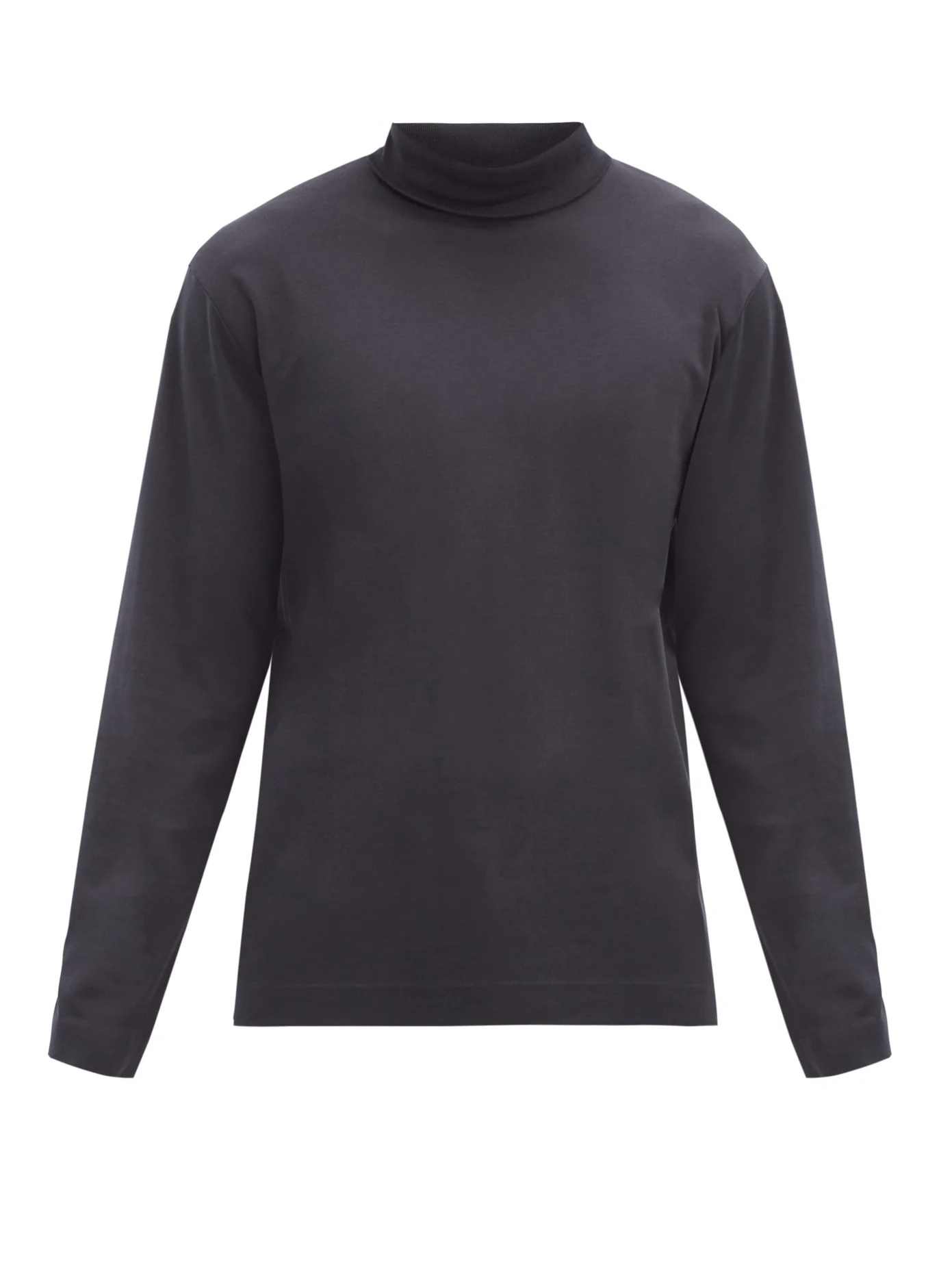 Roll-neck long-sleeved cotton-jersey T-shirt - 1