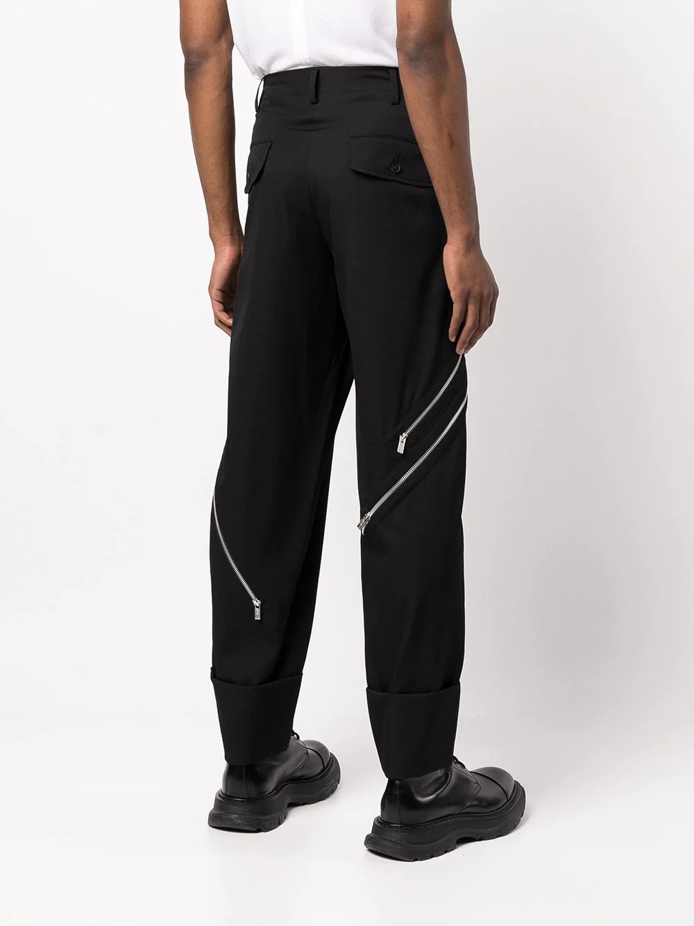 zip-detail tailored trousers - 4