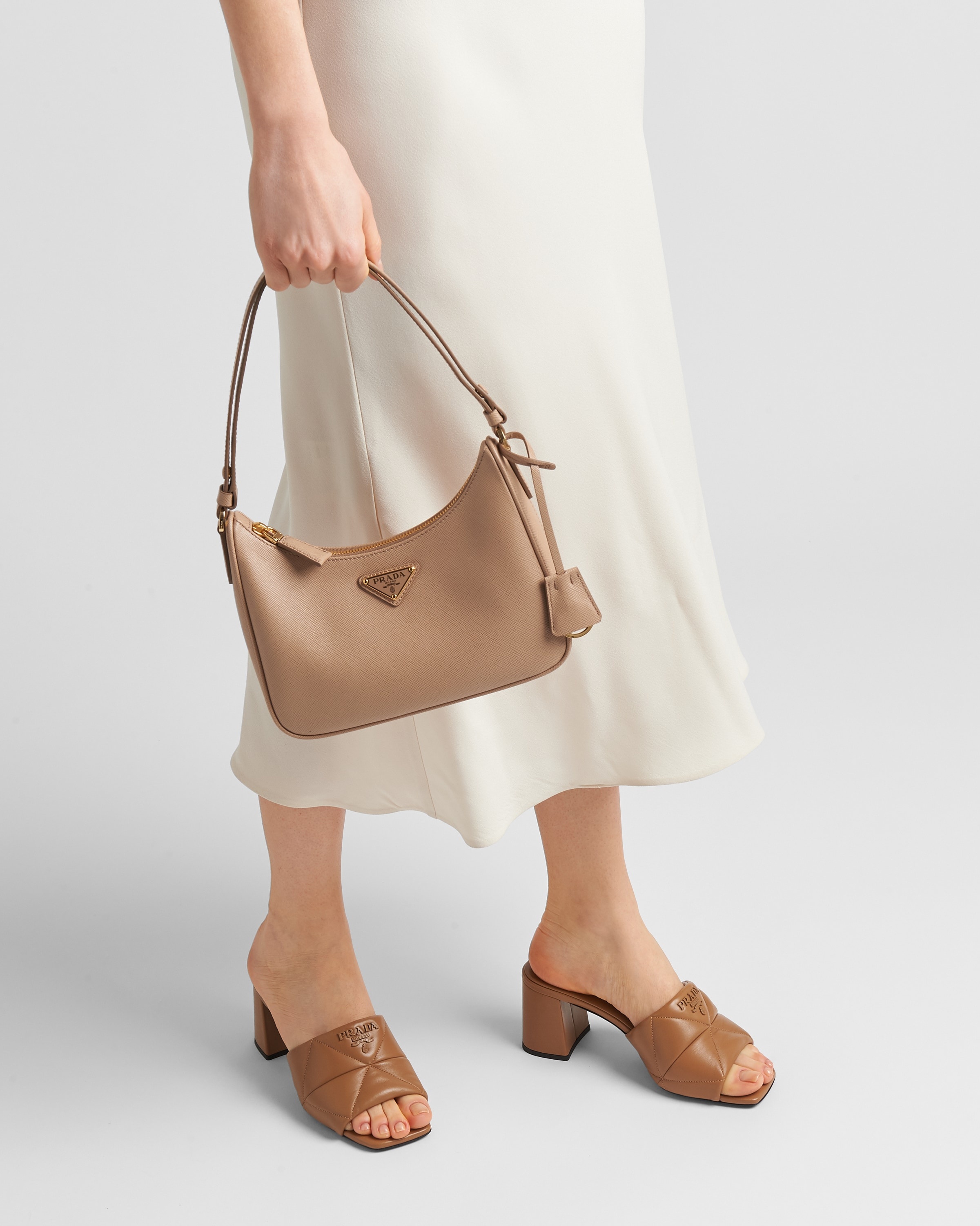 Quilted nappa leather heeled sandals - 3