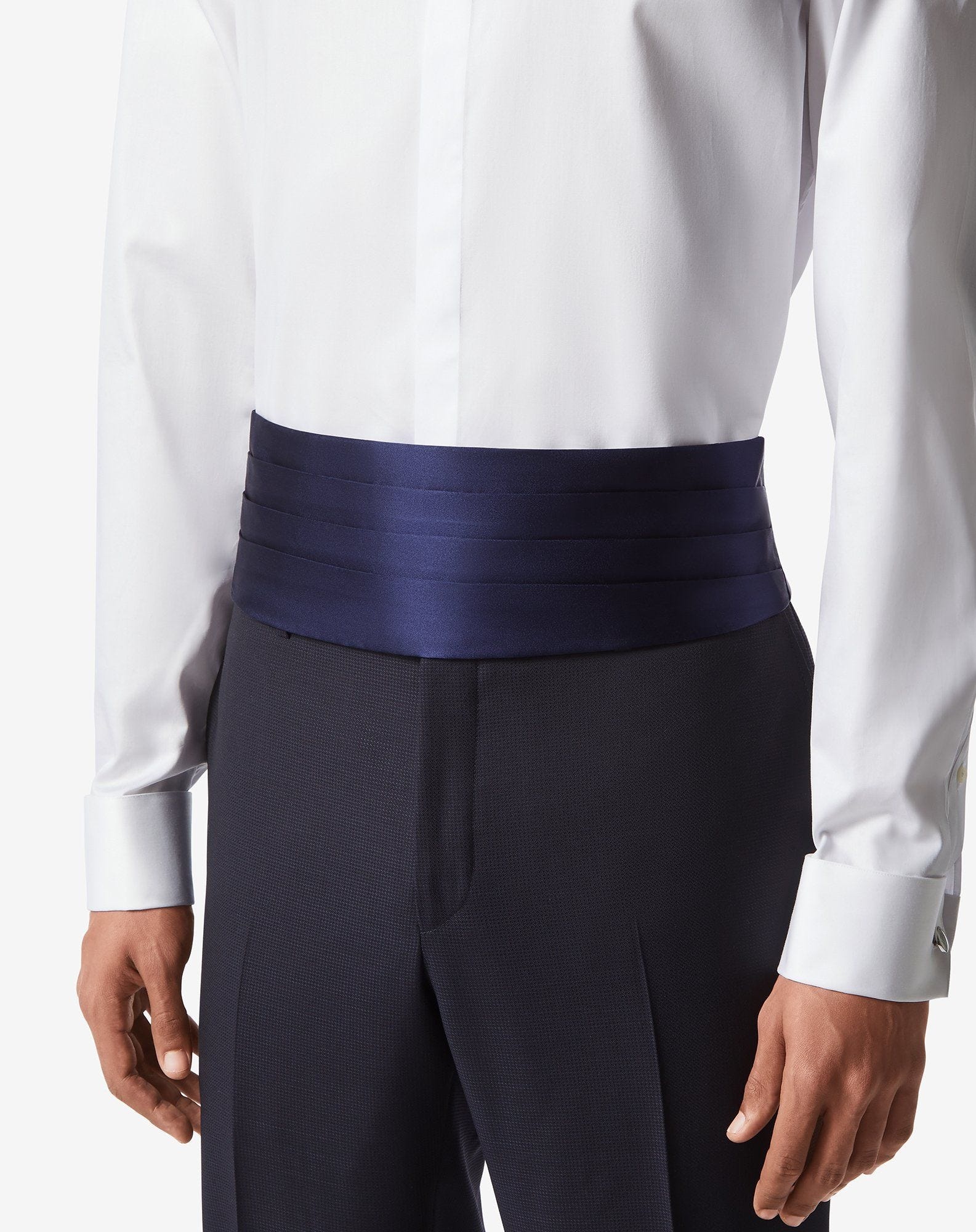 Navy blue silk cummerbund - 2