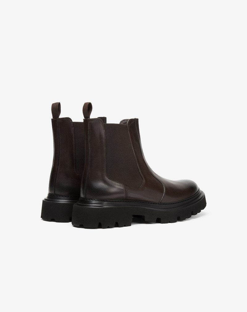 Dark brown aged calfskin Chelsea boots 3