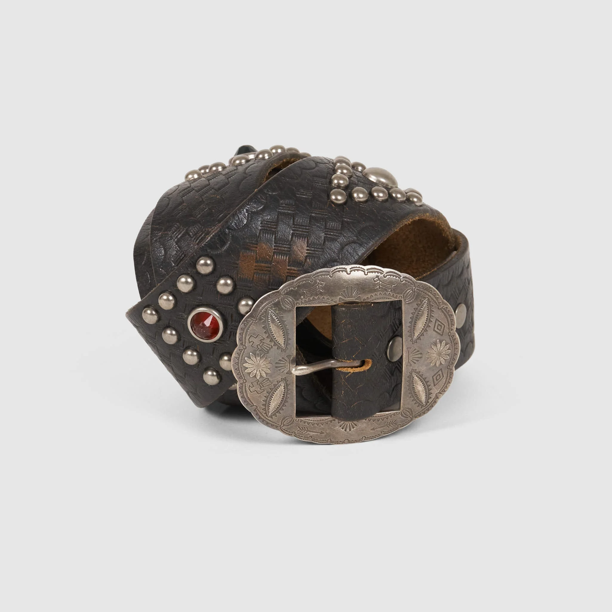 Double RL Studded Leather Belt - 1