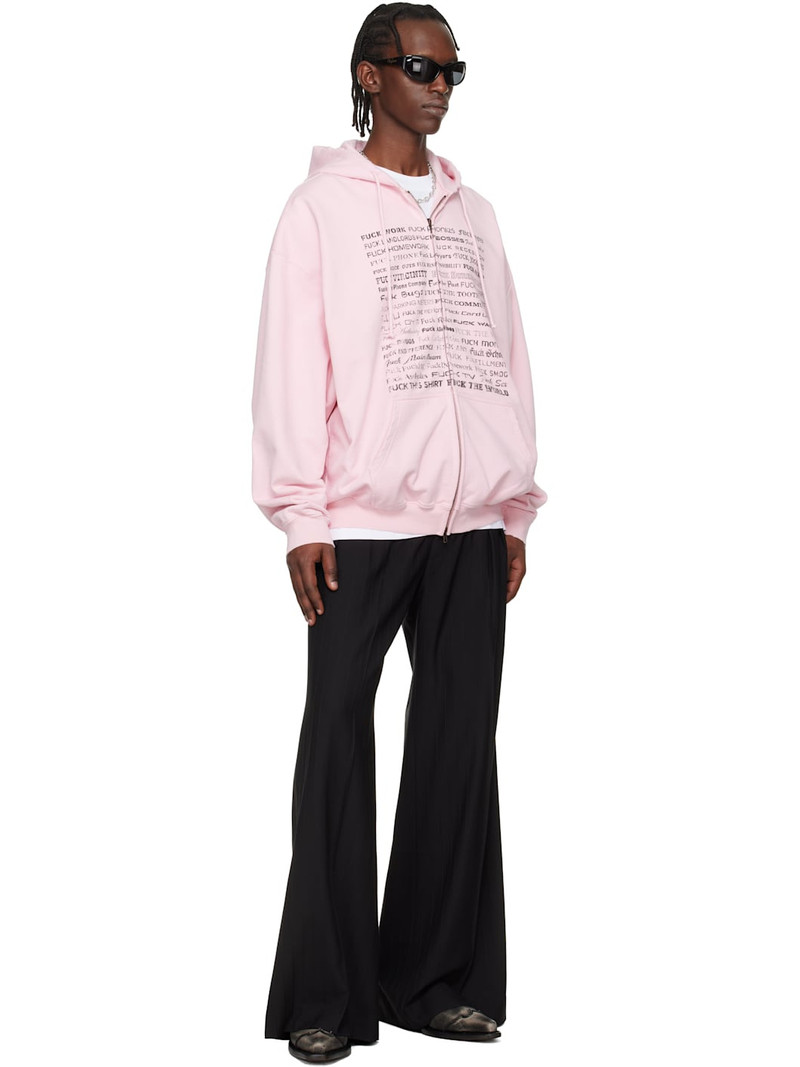 VETEMENTS Pink Fuck Everything Zip-Up Hoodie outlook