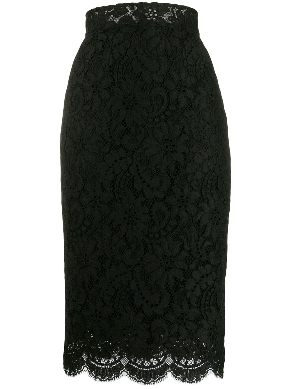 high-waisted lace pencil skirt - 1