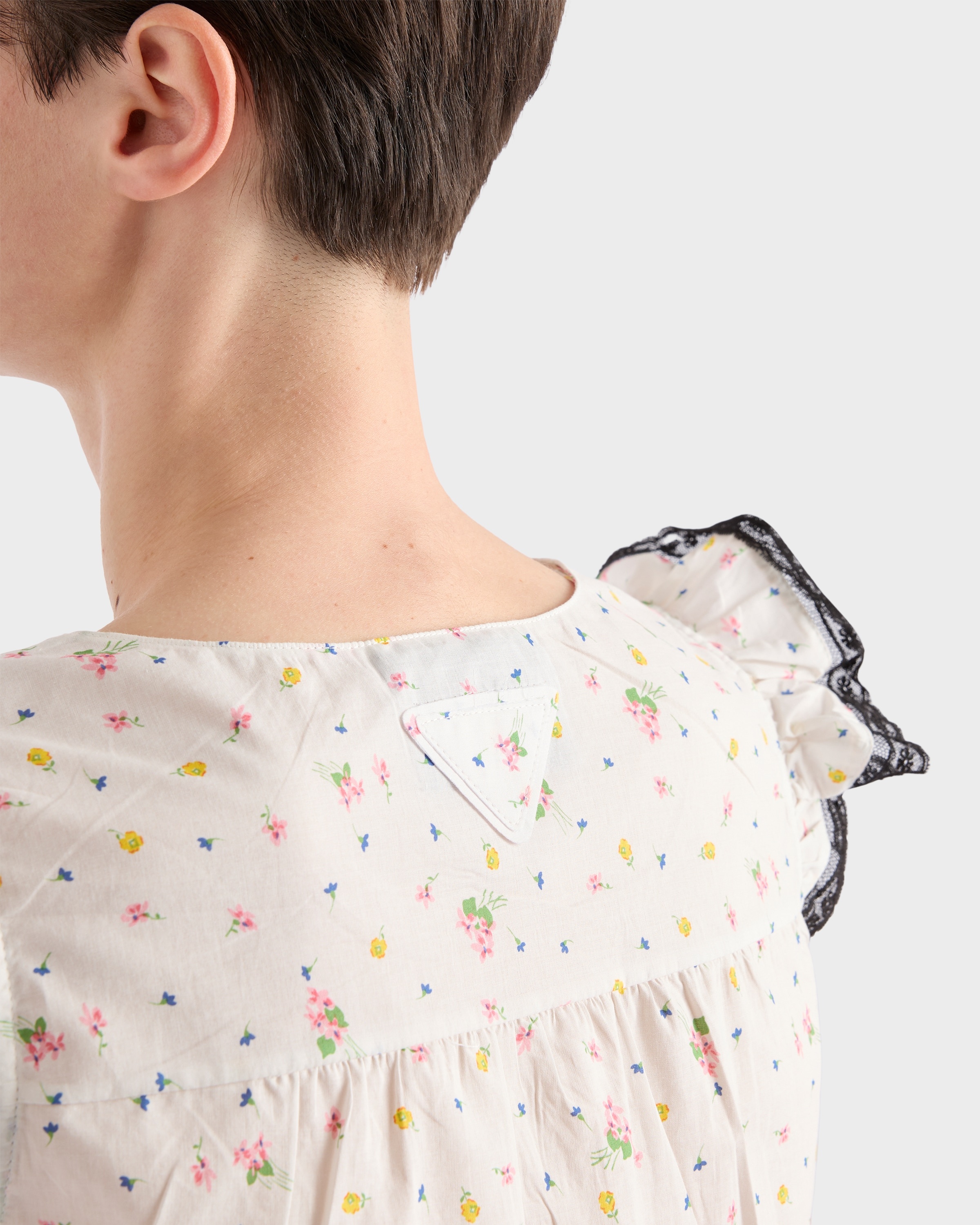Floral print cotton batiste mini-dress - 6