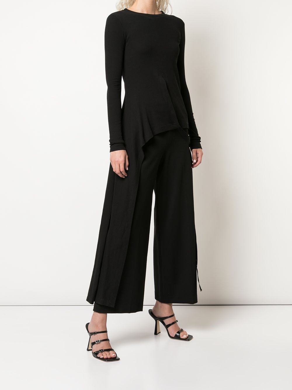 long sleeve split apron T-shirt - 3