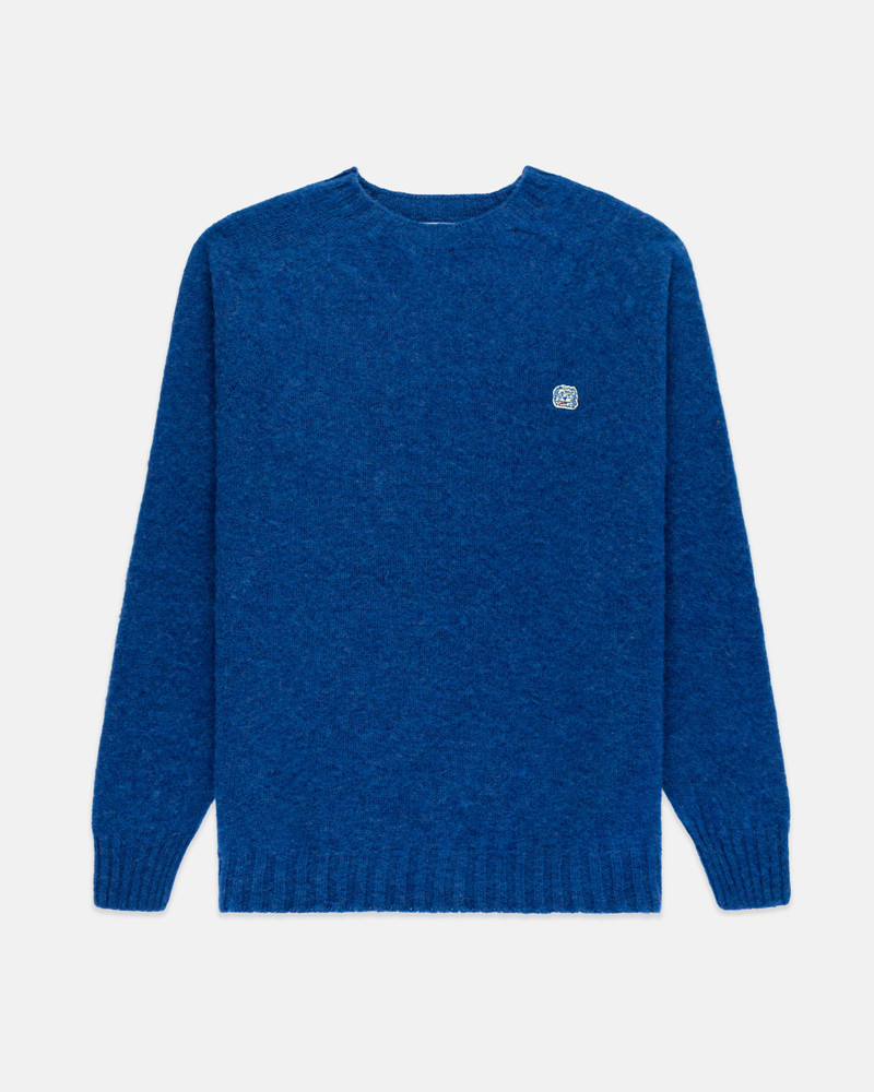 J. PRESS MADE-IN-SCOTLAND MEDIUM BLUE SHAGGY DOG ICON SWEATER  - TRIM FIT outlook