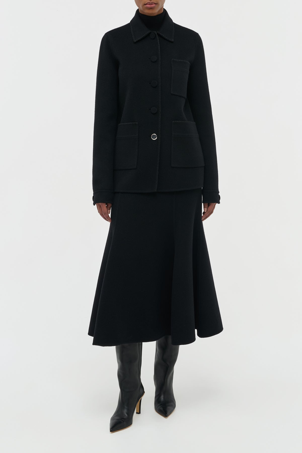 Ulu Chore Jacket in Black Double-Face Recycled Cashmere - 2