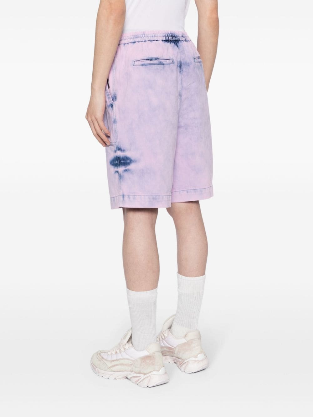 bleached-effect cotton track shorts - 4