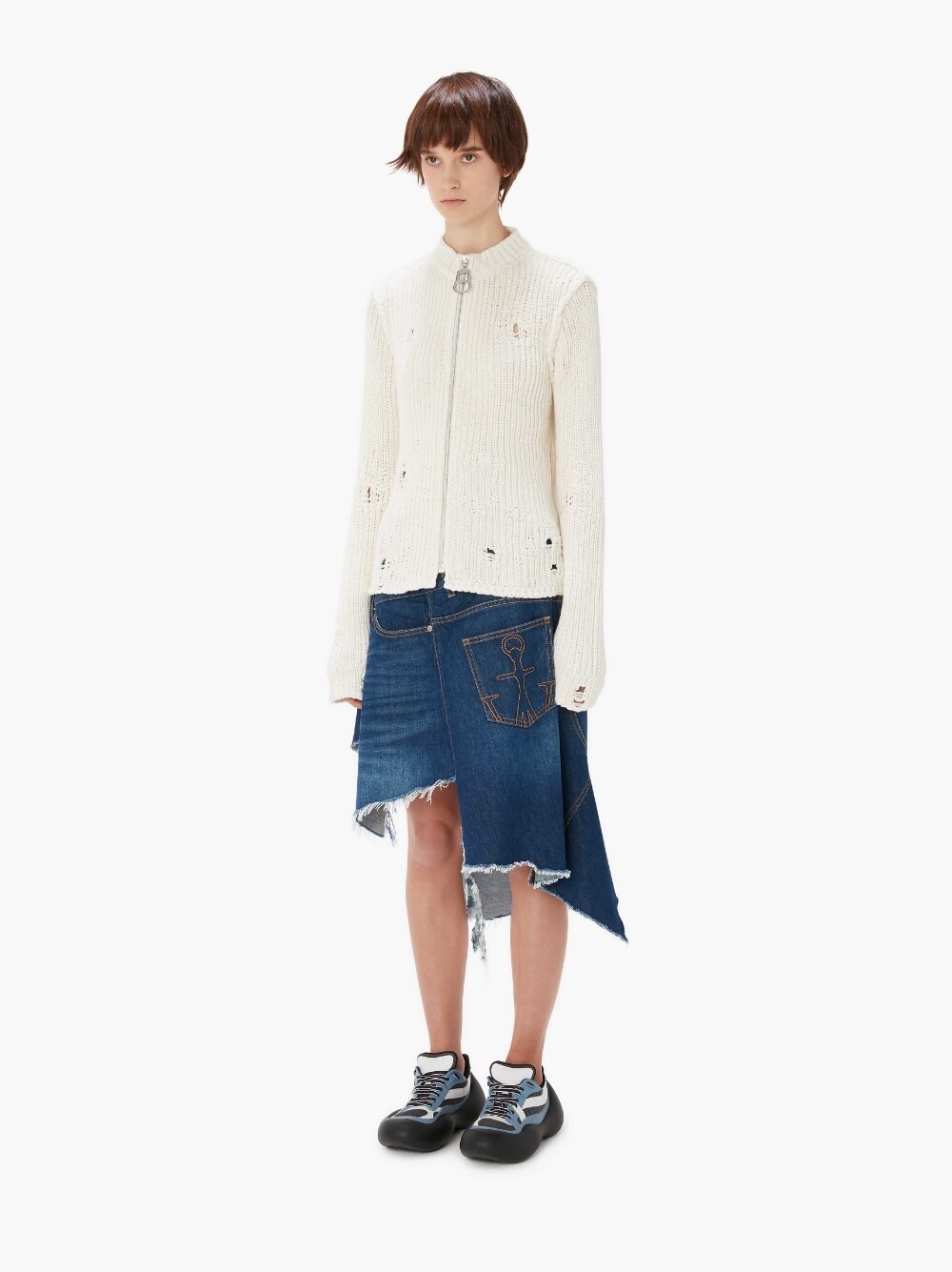 DISTRESSED ZIP CARDIGAN - 4