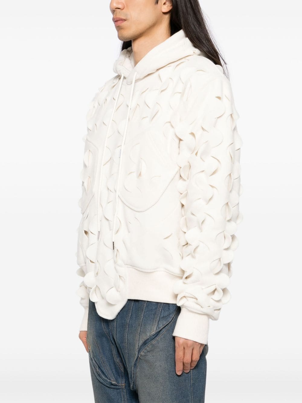 laser-slashed fleece hoodie - 3