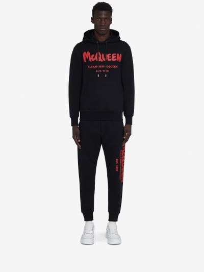 Alexander McQueen Men's McQueen Graffiti Hooded Sweatshirt in Black outlook