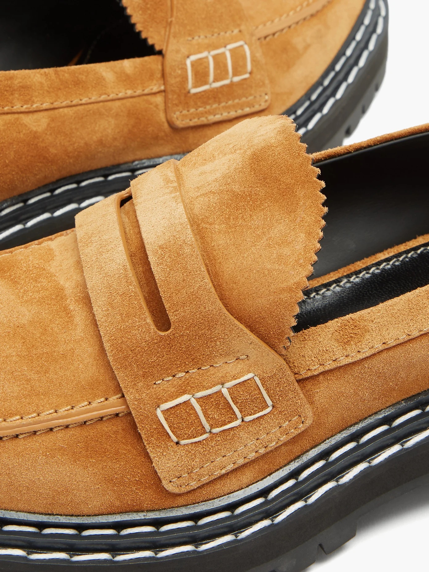 Topstitched suede penny loafers - 6