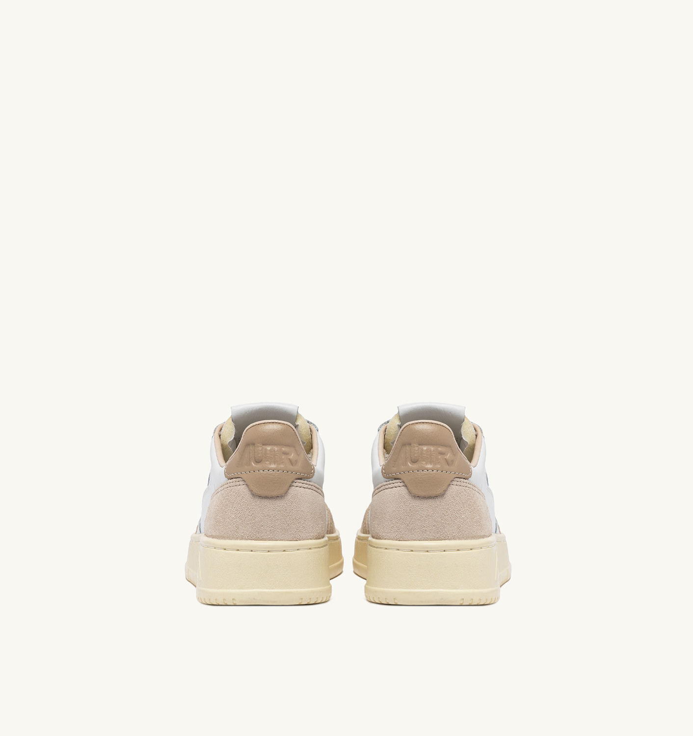MEDALIST LOW SNEAKERS IN WHITE/PEPPER BLACK LEATHER AND BEIGE SUEDE - 3