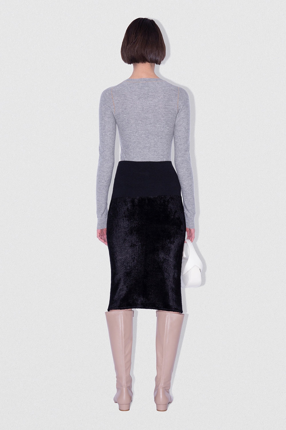 LUCILLE SKIRT BLACK VELVET KNIT - 3