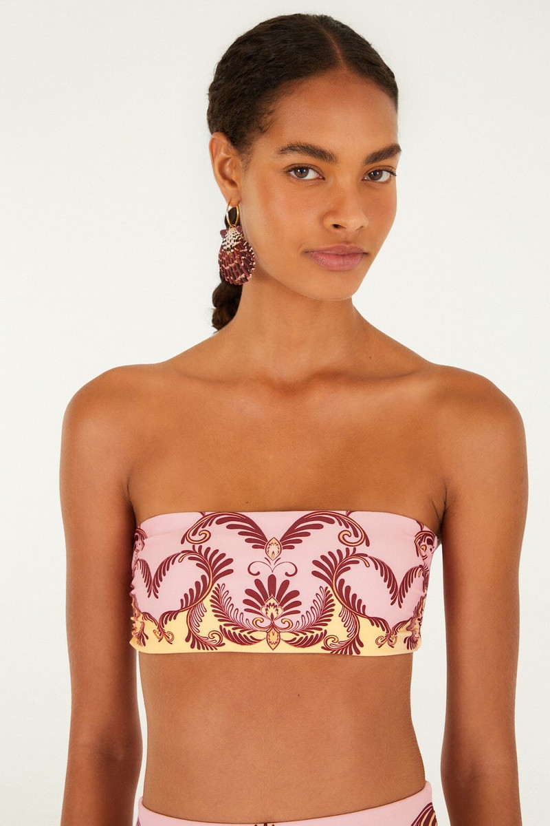 Soft Yellow Arabesc Bandeau Bikini Top 1