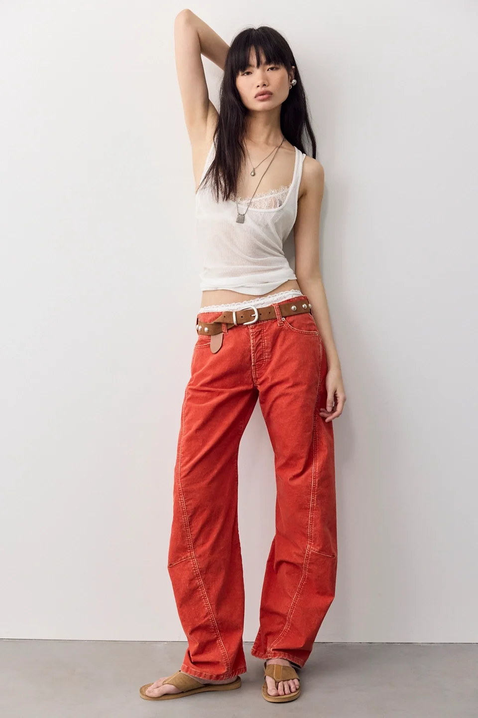 We The Free Fable Washed Cord Low-Rise Twisted Bowed Jeans - 1