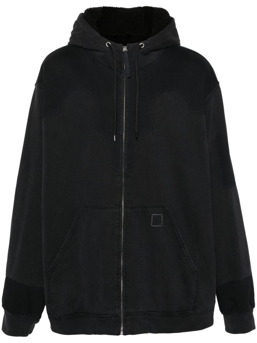panelled drop-shoulder hoodie - 1