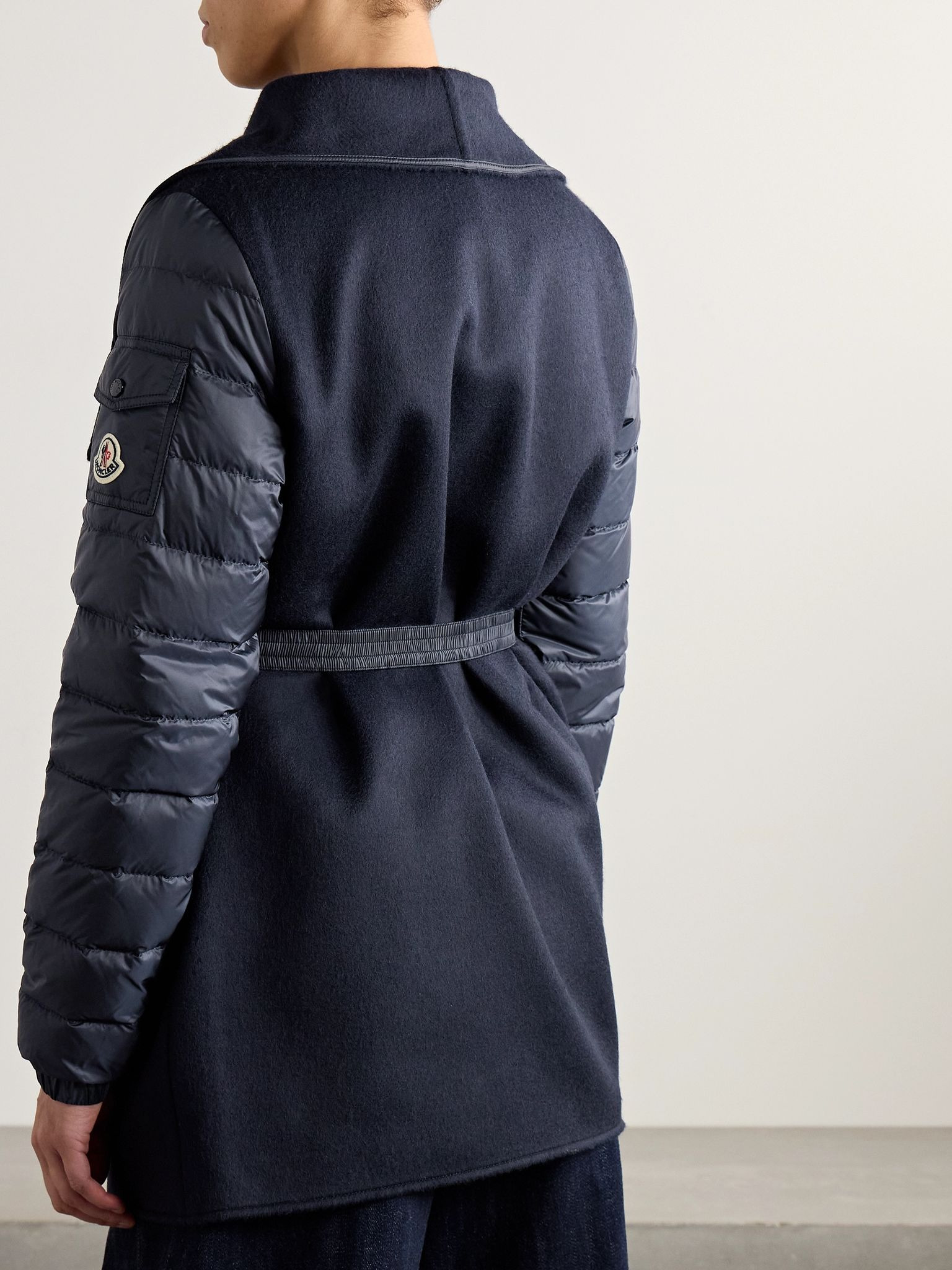 Wool-blend felt and quilted shell down jacket Navy - 3
