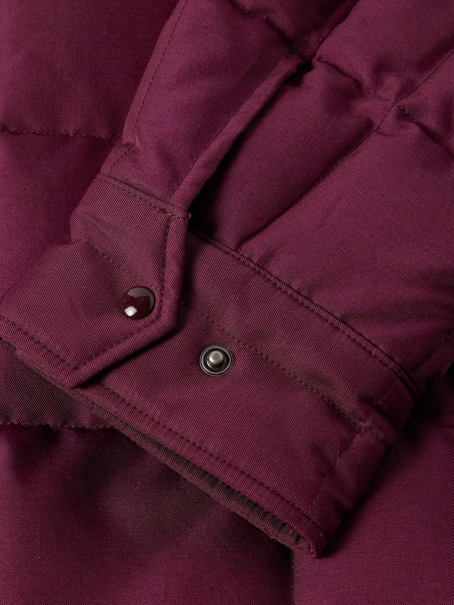 Coach Appliquéd Quilted Wool and Silk-Blend Twill Down Jacket Burgundy - 5